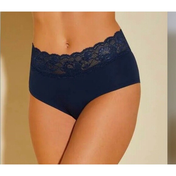Soma Panties Embraceable Enchanting Lace Brief Darkest Navy Solid Size X-Large - Picture 1 of 7